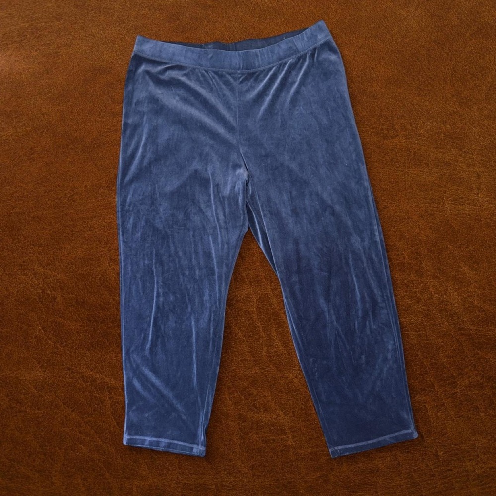 Faded Glory Navy Velour Pants | Y2K Soft Stretch Pull-On | Women's Plus Size 2X